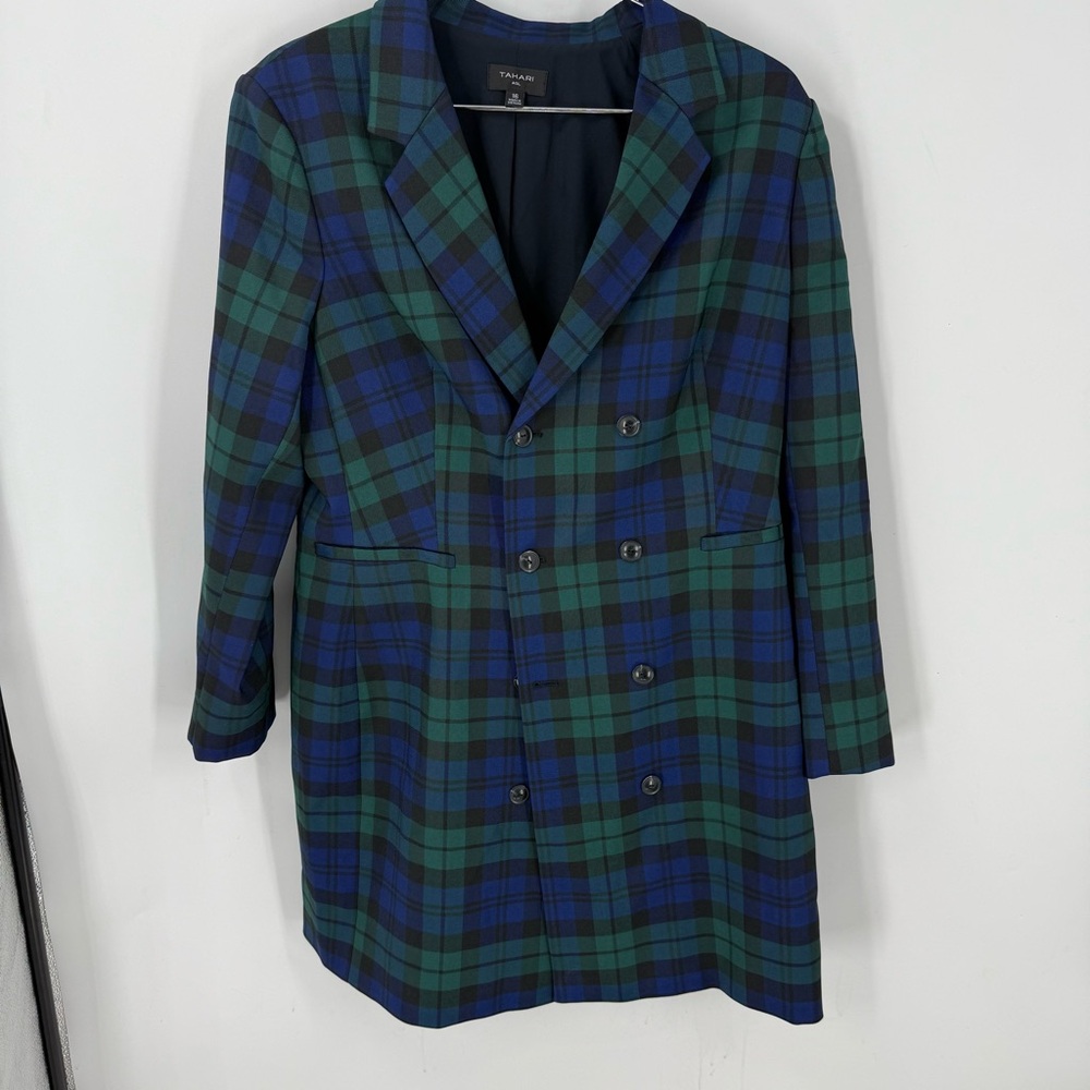 Tahari ASL Women's Plaid Double-Breasted Jacket/ Dress 16